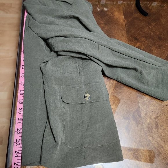 Chicos Jacket Womens 1 Medium Army Olive Green Stretch Lightweight Blazer - Picture 8 of 12